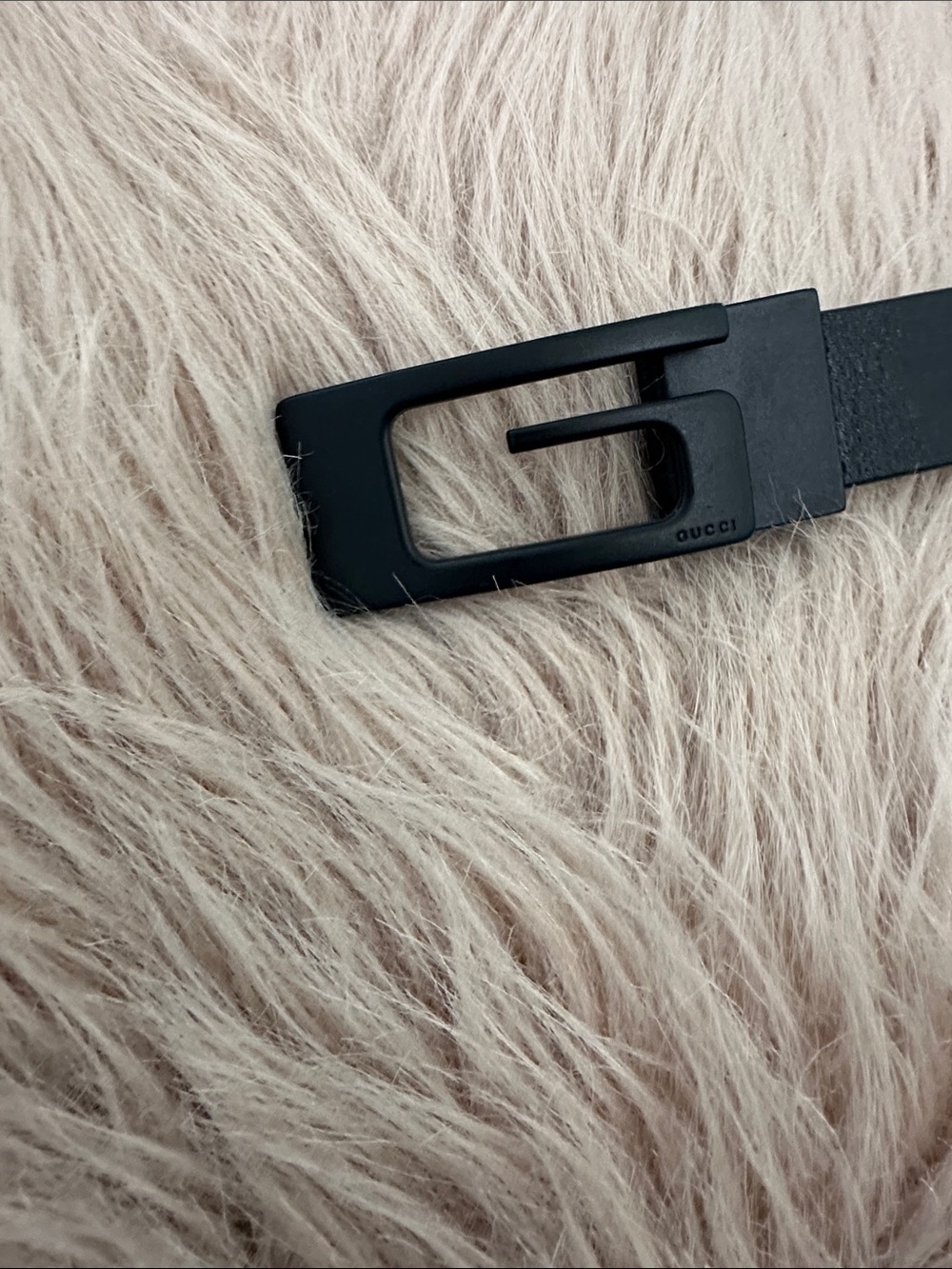 Gucci Black Leather Belt with Matte Rectangular Buckle